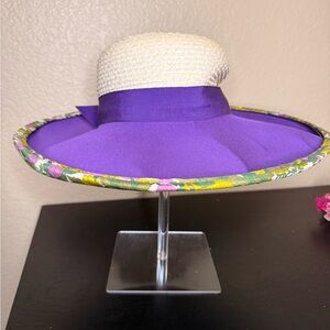 Vintage 60’s Straw & Fabric Wide Brim Hat